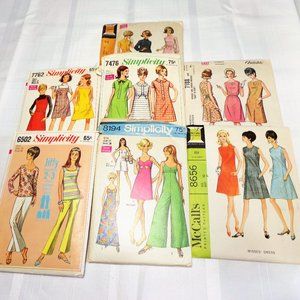 Vintage 1960's womens sewing patterns dresses 7 ea